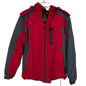 Gemyse Men's Red Gray Ski Snow Outdoor Full Zip Winter Jacket Weatherproof Small